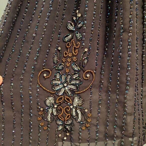 NWT Altar'd State "Raven" Black Beaded Iridescent Sequin Halter Dress Si… - Picture 9 of 12